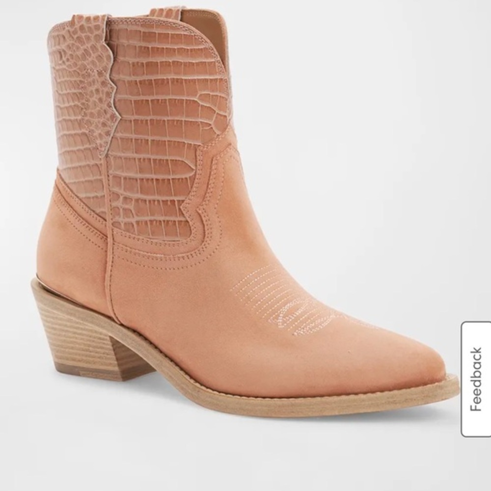 Stylish Tan Ankle Boots with Croc Detail